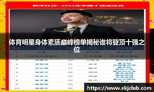 体育明星身体素质巅峰榜单揭秘谁将登顶十强之位